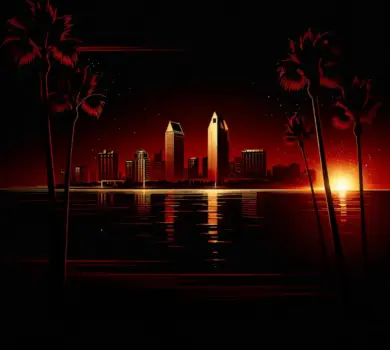 San diego Landscape with dark red colors