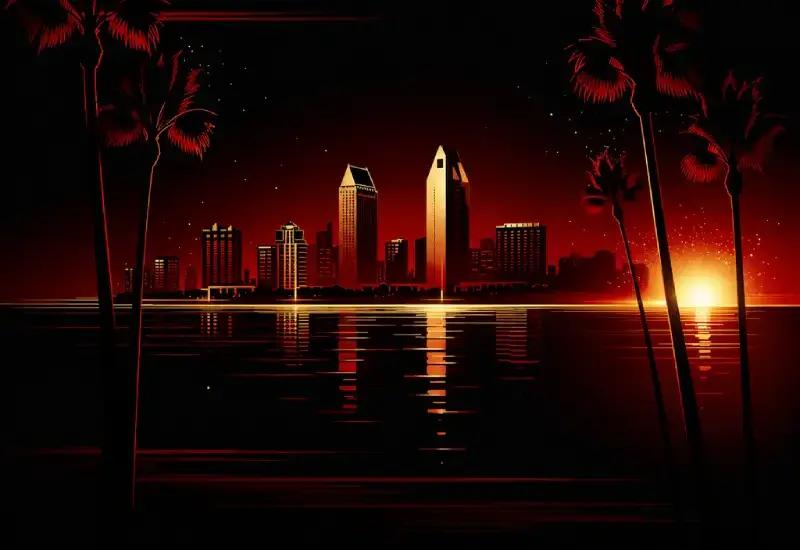 San diego Landscape with dark red colors